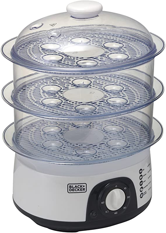 BLACK+DECKER HS6000-B5 Food Steamer 3 Tier, 10L - White