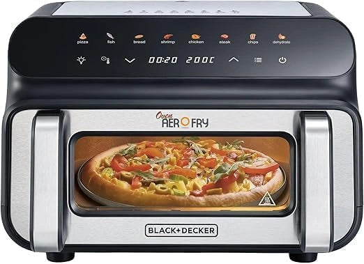 BLACK+DECKER PGAF105-B5 Digital Pizza Oven Air Fryer 10.5L - Black & Stainless steel