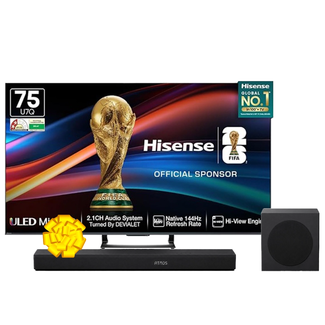 Hisense 75U7Q PRO MINI-LED ULED VIDAA Smart 4K TV + Get Free Hisense AX3100Q Soundbar 3.1CH 500W