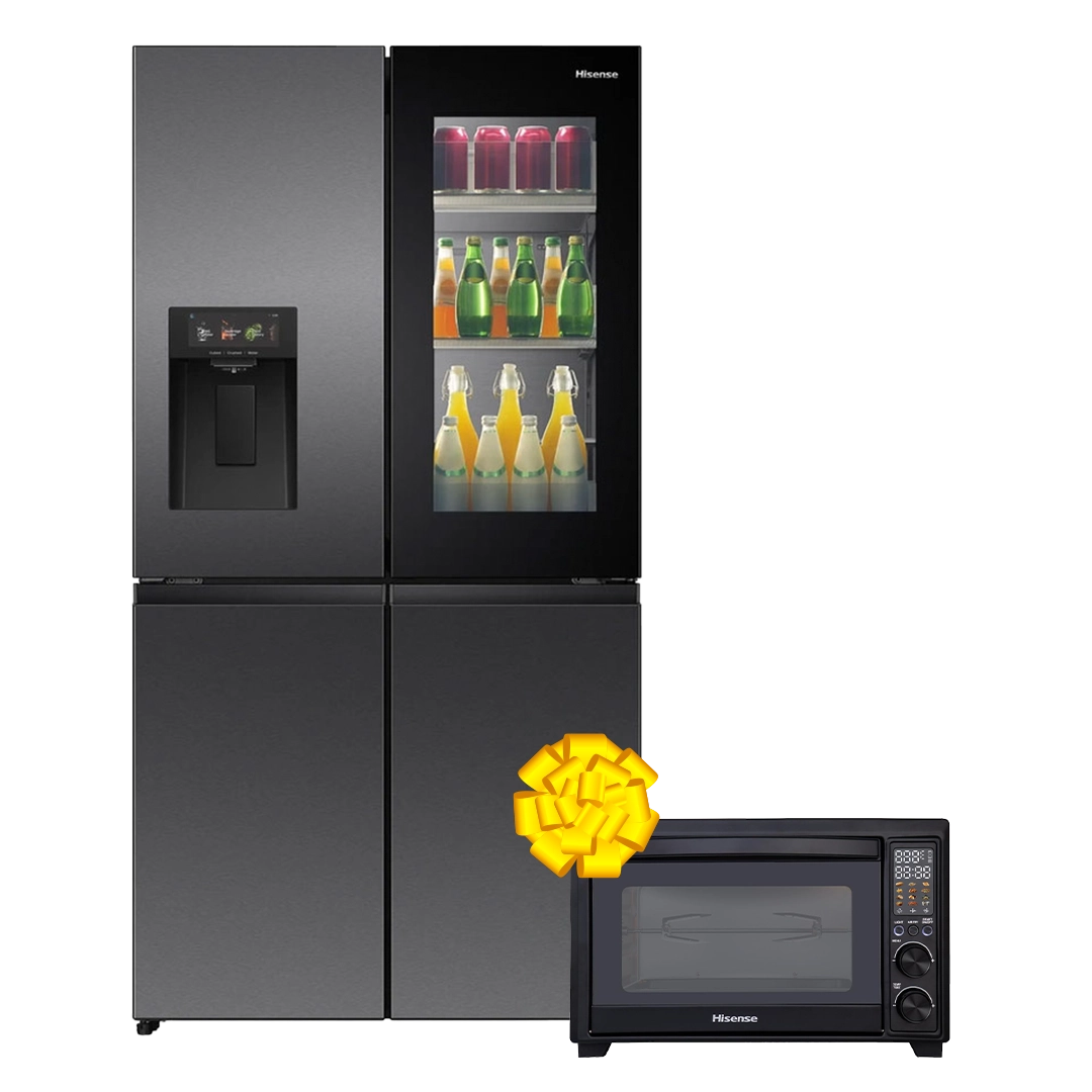 Hisense RQ-78WC4SA 4 Door Fridge - 615L + Get Free Hisense H32AOBK18S1 Toaster Oven 32L - Black