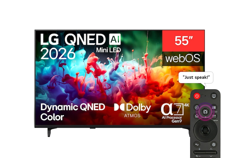 LG 55" QNED MINI LED 4K TV 55QNED72B6T.AFKE - MAGIC REMOTE, SMART, WEBOS26, HDR10, α7 AI PROCESSOR GEN9