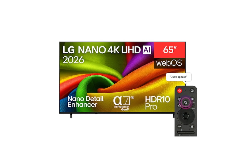 LG 65" NANO 4K UHD TV 65NU840B6LA.AFKE - MAGIC REMOTE, SMART, WEBOS26, HDR10, α7 AI PROCESSOR GEN9