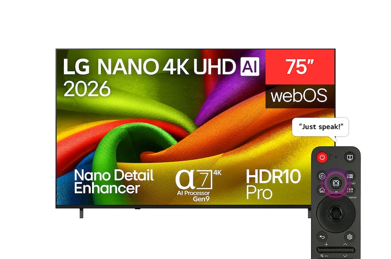 LG 75" NANO 4K UHD TV 75NU840B6LA.AFKE - MAGIC REMOTE, SMART, WEBOS26, HDR10, α7 AI PROCESSOR GEN9