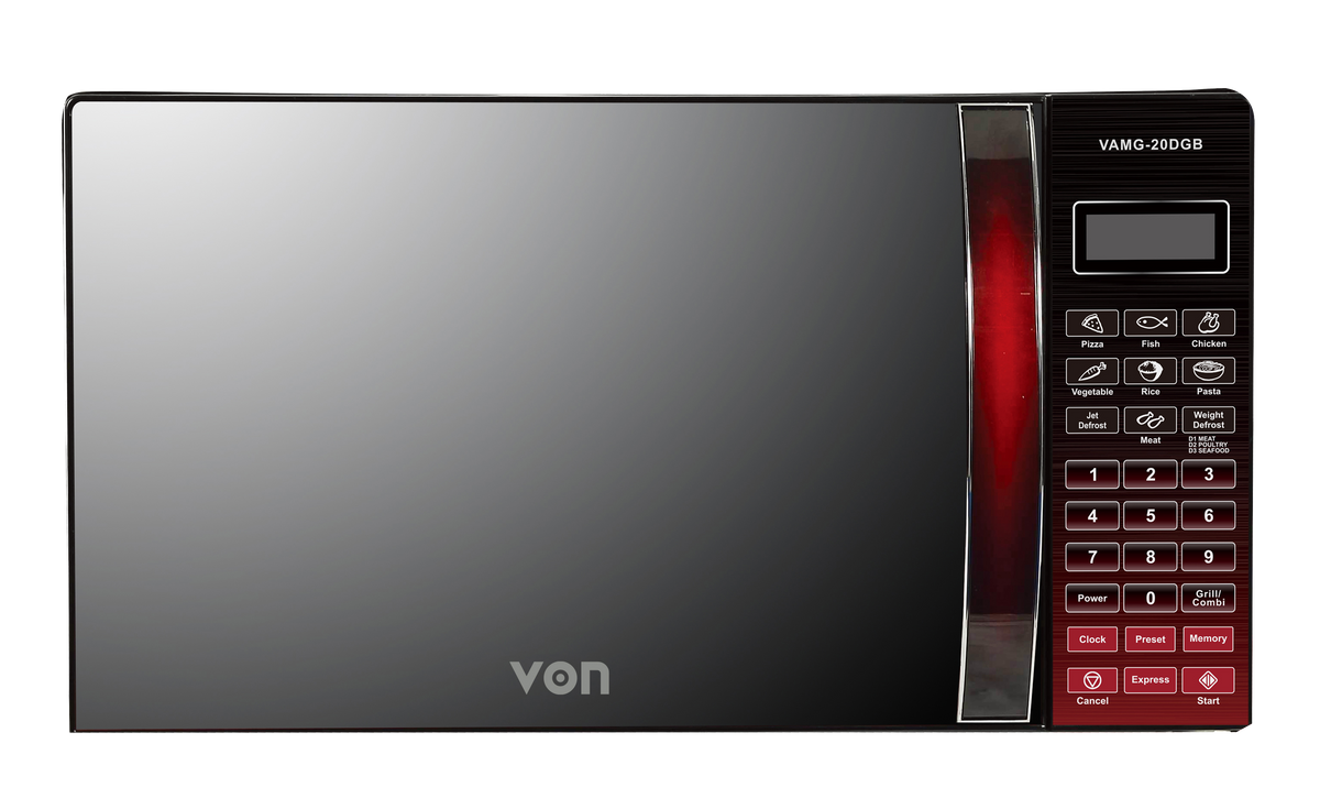 VON VAMG-20DGB Digital Grill Microwave Oven, 20L - 900W