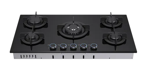 VON VHB90535WFCK Built In Hob, 5 Gas With WOK, 90CM Black Glass
