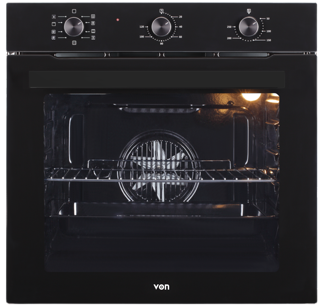 VON VOVM7509FCK Built Oven 9 Functions 60CM - Black Glass