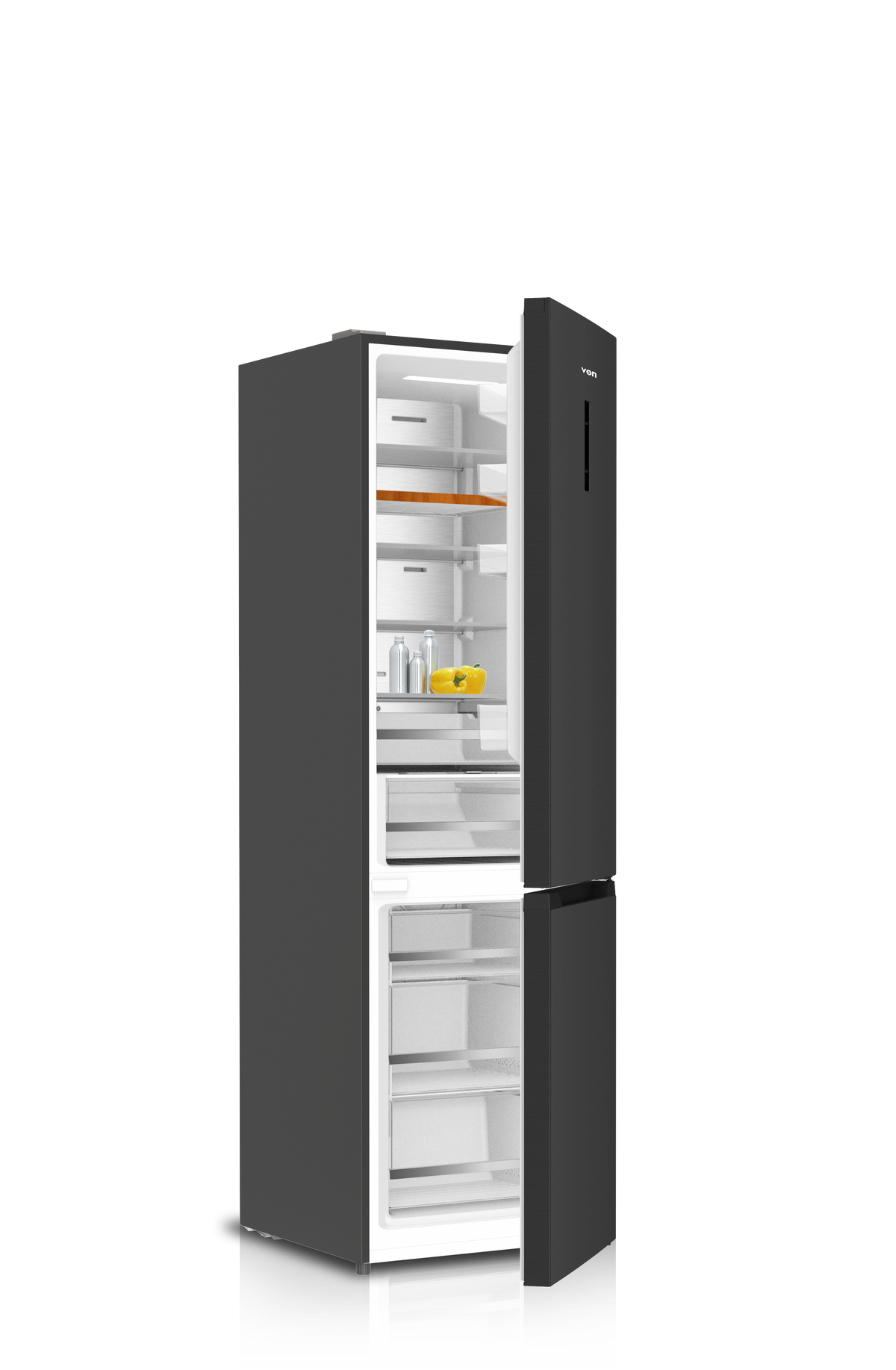 VON VRB-377NVAK Bottom Mount Freezer 377L - Black Inox