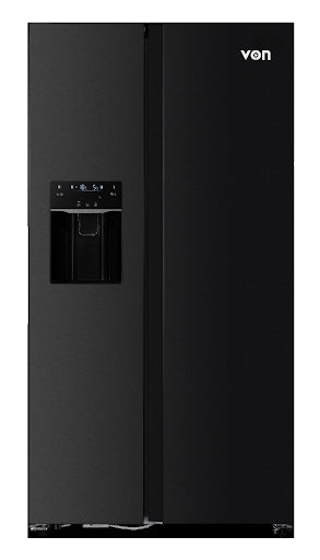 Von VRZ-520NVAK Side by Side Fridge, 513L Inverter, Dark Inox - Black