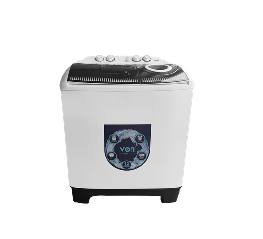 VON VWM-13TALK Twin Tub Washing Machine 13KG - Black