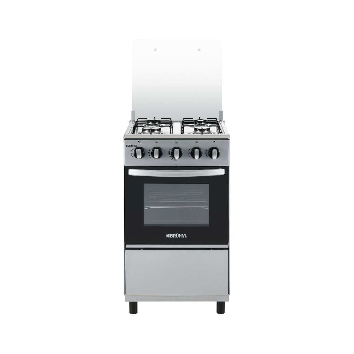 Bruhm 50 X 50, 4 GAS OVEN 4 Gas burners, Pipe type system/Euro burners, Silver, Manual ignition, BGC-5540IF