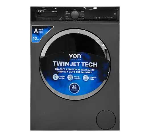 VON WASHING MACHINE FRONT LOADERS VALW-12FVK 12KG SILVER