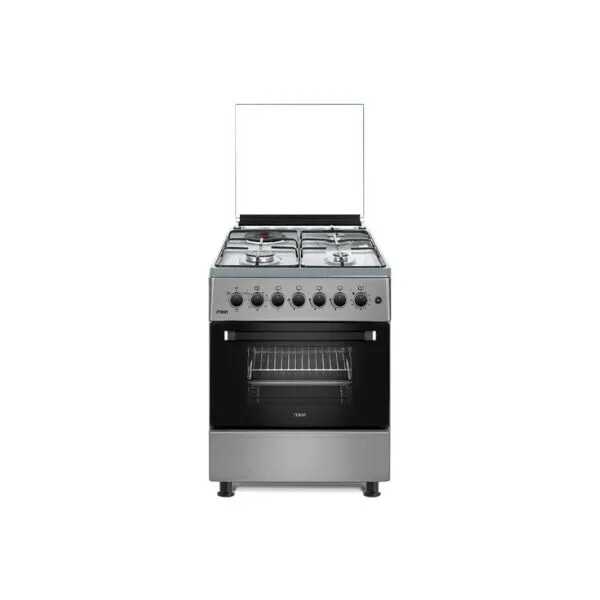 MIKA FREE STANDING COOKERS+OVEN, 58cm x 58cm, 3 Gas + 1 Hot Plate, Black Hob, Silver Body MST58U31E3SLEM(MST60PU31SLEM)