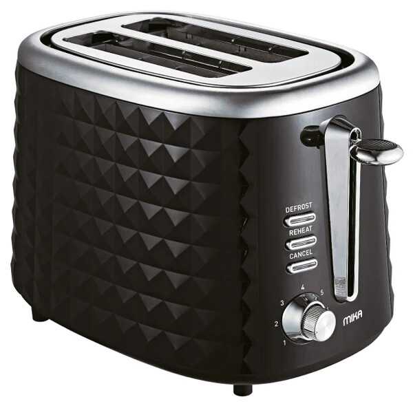 MIKA Toaster, 2 Slice, Black With Chrome Décor, MTS2304