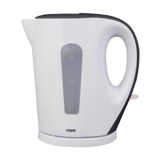 MIKA Kettle, 1.7L, Plastic, Cordless, Open Element, Cream White & Black MKT1105