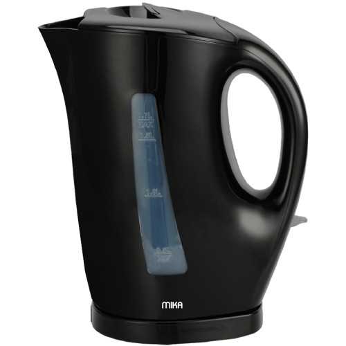 MIKA Kettle, 1.7L, Plastic, Cordless, Open Element, Black MKT1106B