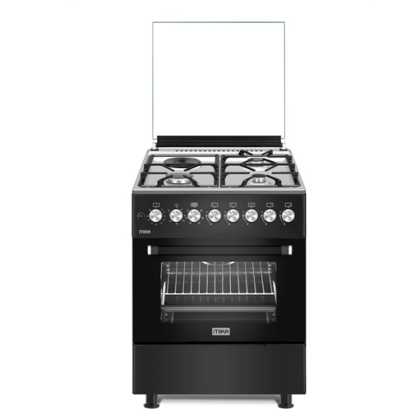 MIKA FREE STANDING COOKERS+OVEN, 60cm x 60cm, 3 Gas + 1 Hot Plate,Matt Black Body MST6231E6BX(MST6231BXTR6)