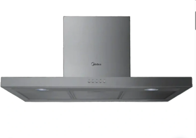 Midea Hood 90CM T-Shape Type, Stainless Steel With Black Panel, 600m3/h With 3 Fan Speeds