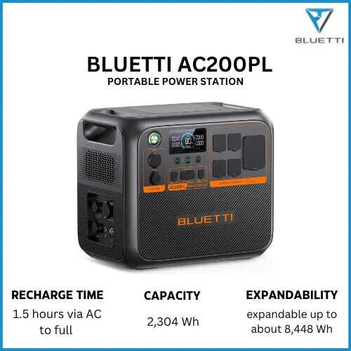 BLUETTI 2304WH/28.3KG Output:2400W Input:1200W AC200PL