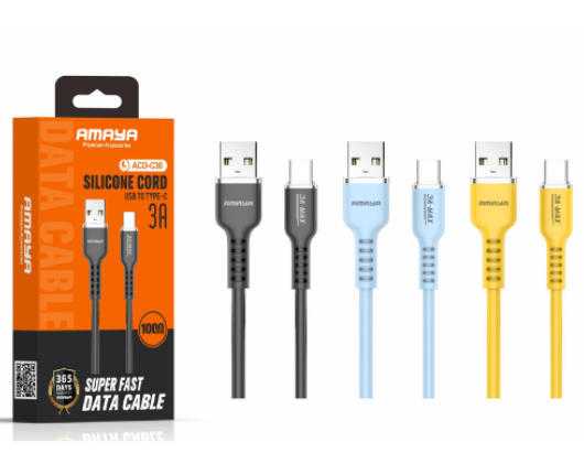 AMAYA ACD-C30-Black Cicada Silicone 1M Type-C data cable Black