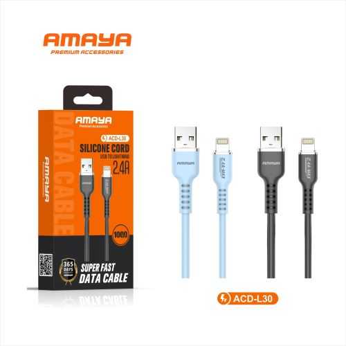 AMAYA ACD-L30-Black Silicone 1M Light data cable Black