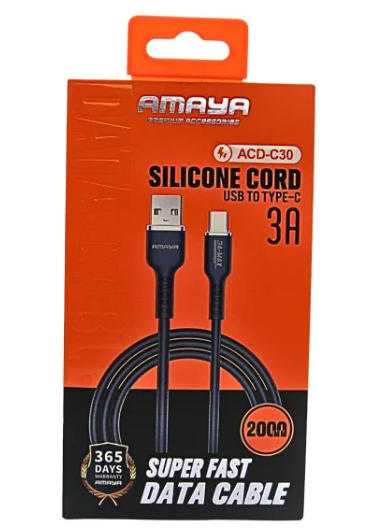 AMAYA ACD-C30-Black Cicada Silicone 2M Type-C data cable black