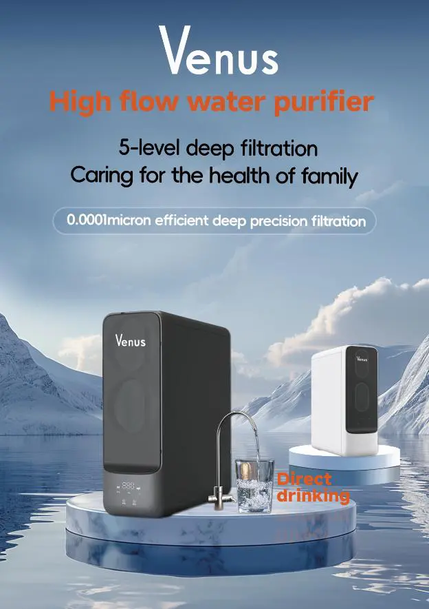 VENUS WATER PURIFER XF1901B  600 GALLON BLACK WITH DIGITAL DISPLAY