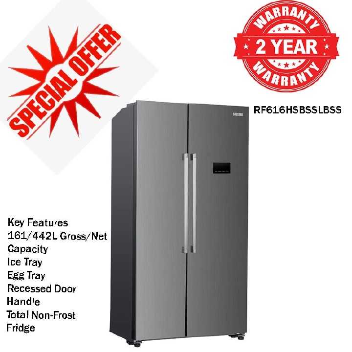 SOLSTAR Side by Side Fridge -442L VCM Silver RF616HSBSSLBSS