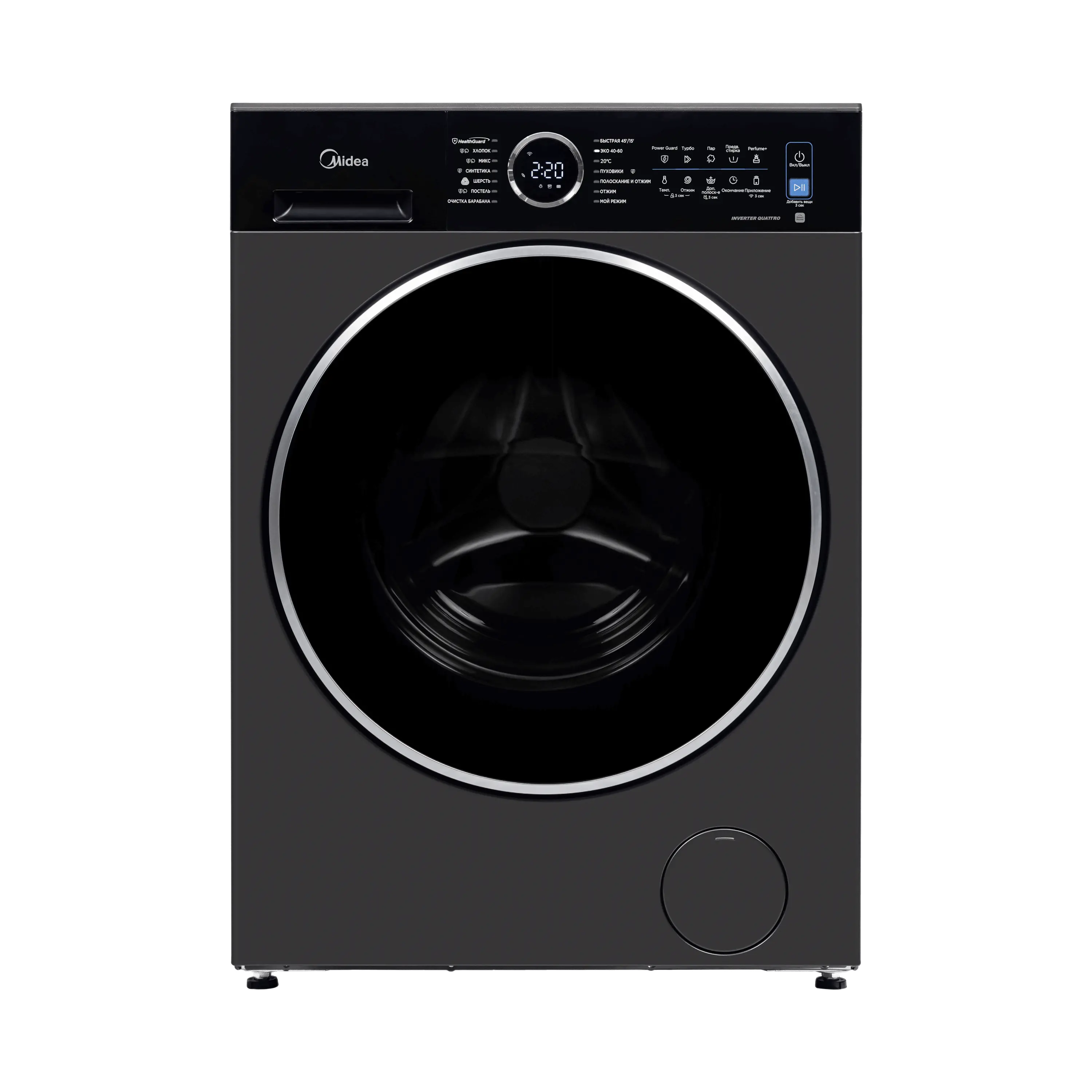 Midea 10KG F/L Washer, BLDC inverter with Lunar Dial, Steam Auto Clean & WIFI Connect, MF205W100WB/T