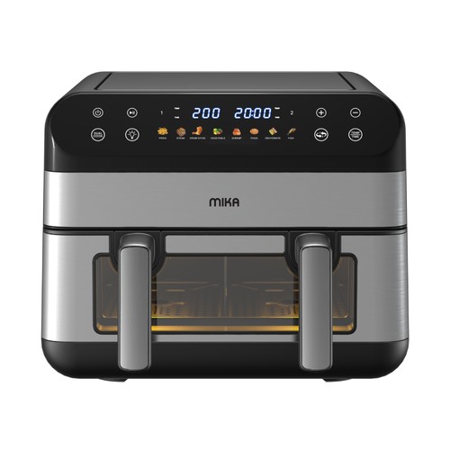 MIKA Air Fryer, Duo, Digital, 10L, Black & Stainless SteelMAFDW2310DB