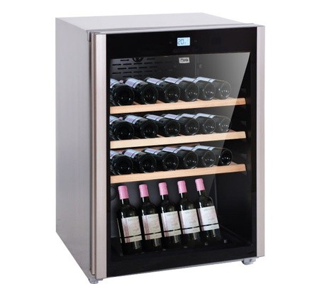 MIKA Wine Chiller, 43 Bottles, Oak Shelves, Black